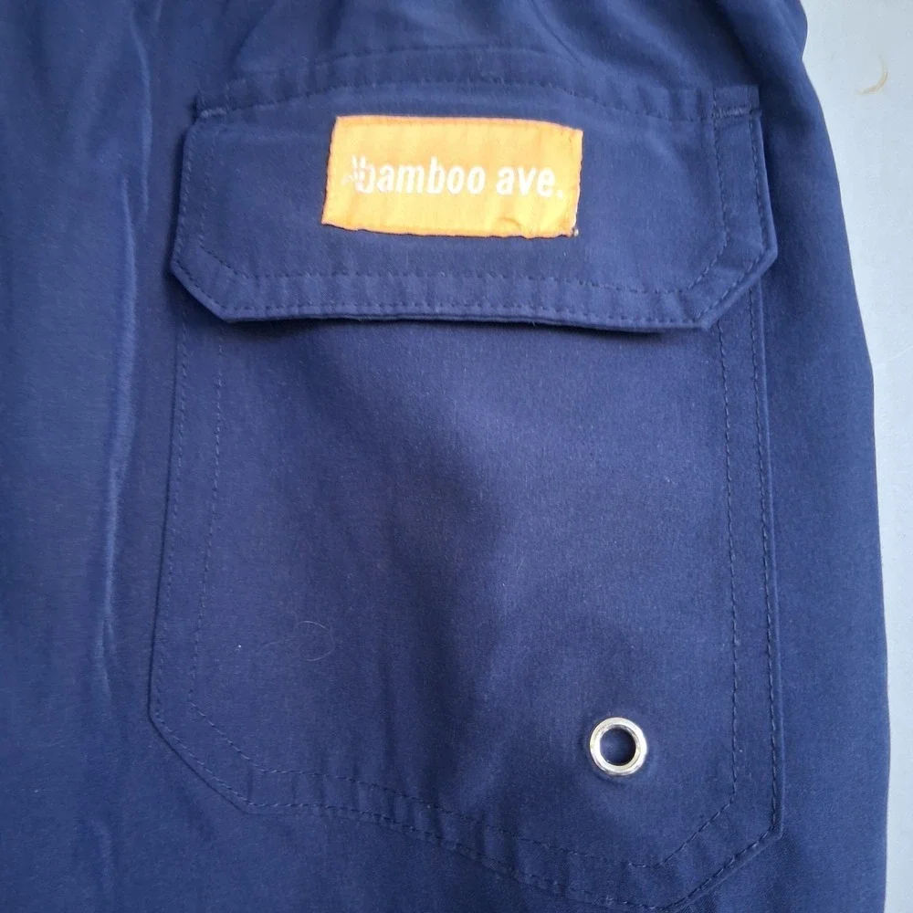 Bamboo Ave Board Shorts Swim Trunks‎ Navy Blue XXL 2x EUC